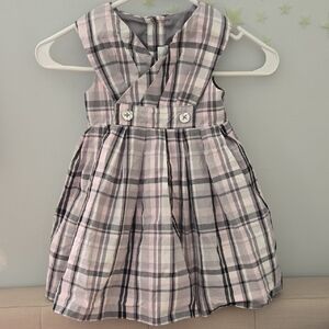 Gymboree Girls Pink and Gray Plaid Spring Fall Formal Cute Dress